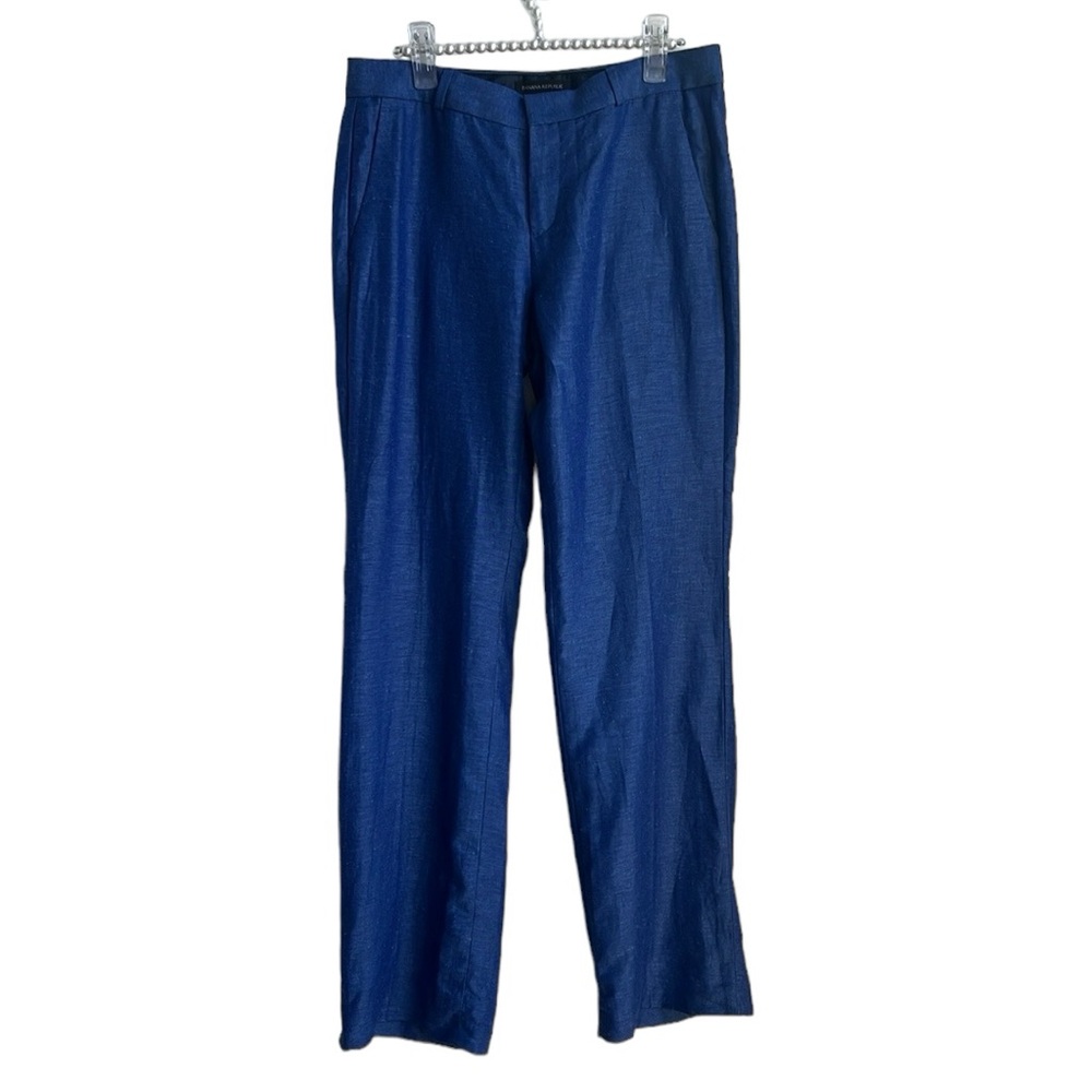 Banana Republic Logan-Fit Linen-Blend Pants Royal Blue - Picture 2 of 14